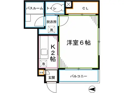 バルファン・コリーヌ(1K/1階)の間取り写真