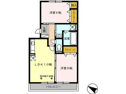 メゾンあざぶB(2LDK/2階)の間取り写真