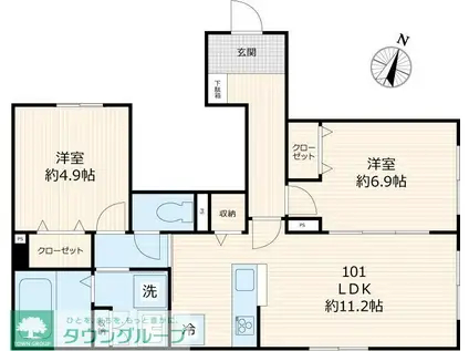 KR SUN COURT ケーアール サン コート(2LDK/1階)の間取り写真