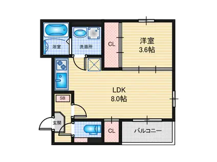 MASA津金(1LDK/3階)の間取り写真