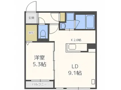 SHELL PIAA N15(1LDK/1階)の間取り写真