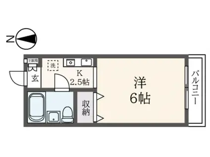 ハイネス代沢(1K/1階)の間取り写真