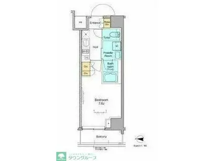 プラウドフラット本所吾妻橋(1K/2階)の間取り写真