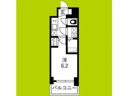 エスリードレジデンスザ・グラン大阪福島クラス(1K/12階)の間取り写真