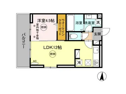 D-ROOM津福今町(1LDK/3階)の間取り写真