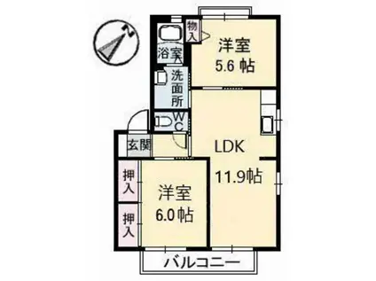 シャーメゾンボヌール III番館(2LDK/2階)の間取り写真