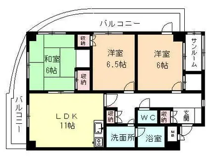 エクシーブ中野(3LDK/3階)の間取り写真