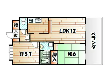 オークランド 桜通(2LDK/3階)の間取り写真