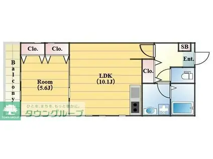 TAC RIVER(1LDK/2階)の間取り写真