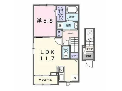 フェリシダ(1LDK/2階)の間取り写真