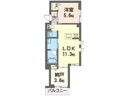 シャーメゾン南太田(1SLDK/2階)の間取り写真