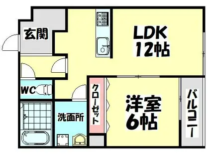 テラ・クアトロ(1LDK/2階)の間取り写真