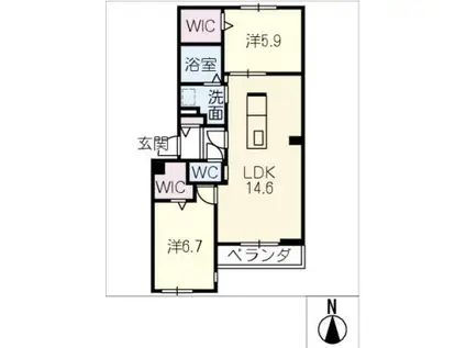アンベリール(2LDK/3階)の間取り写真