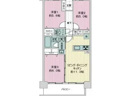 サンクレスト川口(3LDK/2階)の間取り写真