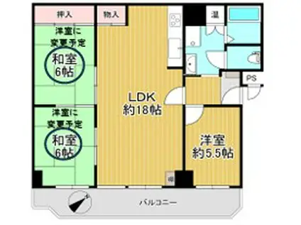 サンヴェール朝霧ヶ丘(3LDK/1階)の間取り写真