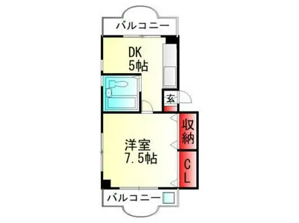 コーポレイトハウス(1DK/3階)の間取り写真