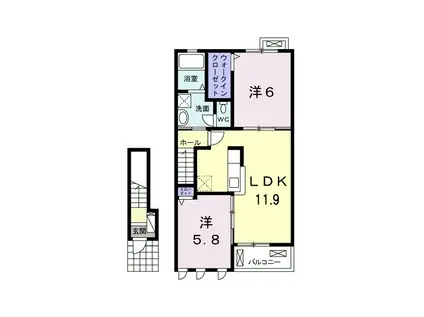 クレールIII B(2LDK/2階)の間取り写真