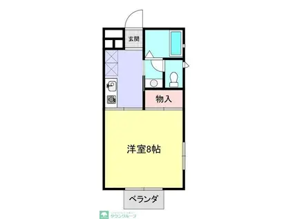 ドゥエル川越II(1K/2階)の間取り写真