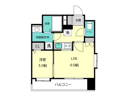 スカイコート福岡県庁前(1LDK/5階)の間取り写真