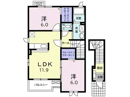 ヌーボーサウス(2LDK/2階)の間取り写真