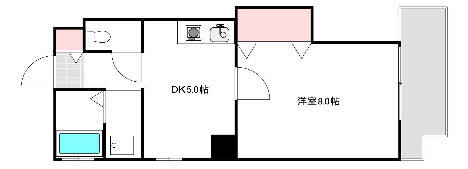 シャルム白島中町(1DK/4階)の間取り写真