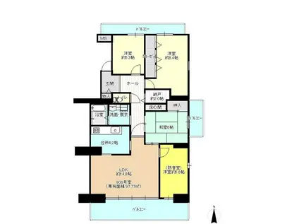 シーアイハイツ町田G号棟(4SLDK/9階)の間取り写真