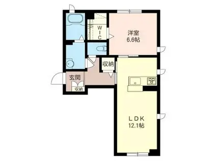 フロリサント(1LDK/1階)の間取り写真