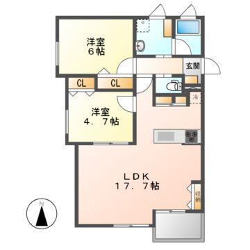 シベール御器所(2LDK/1階)の間取り写真