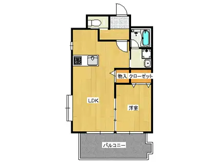 チアフルビューティ月出(1LDK/10階)の間取り写真