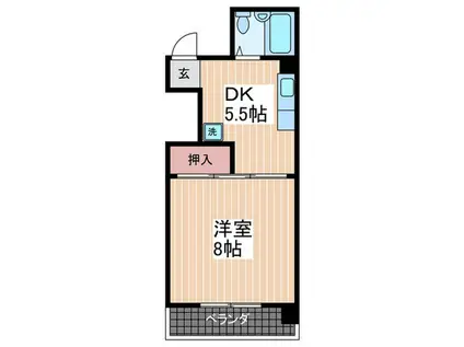 TNEビル(1DK/3階)の間取り写真