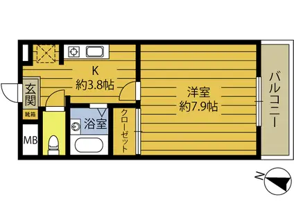 フォーエバーいちぎII(1K/1階)の間取り写真