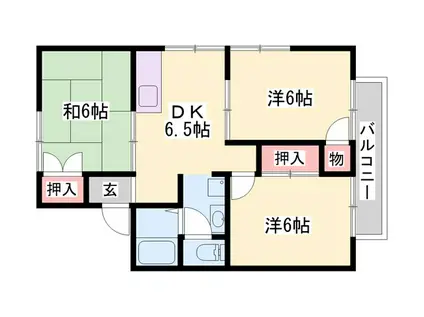 第3ハイランド(3DK/2階)の間取り写真