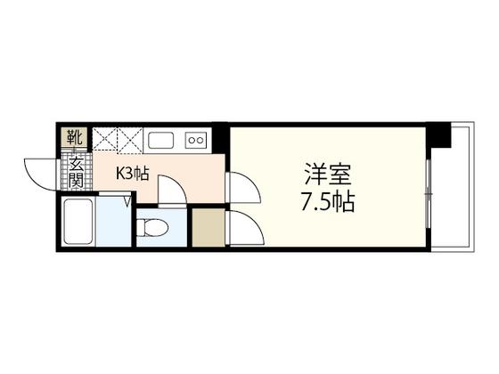 ルアール国光(1K/6階)の間取り写真