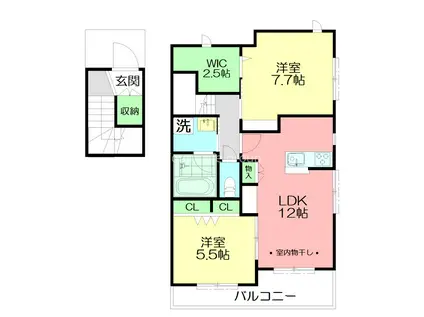 CLEF TROIS(2LDK/2階)の間取り写真