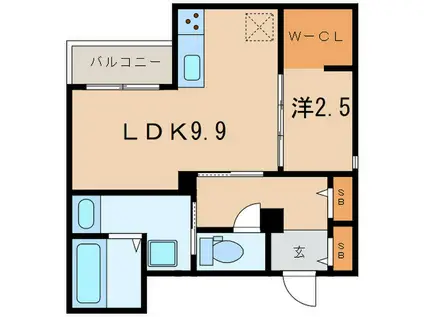 エミール神宮(1LDK/3階)の間取り写真