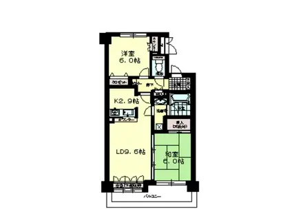 上杉五丁目シティハウスA(2LDK/4階)の間取り写真