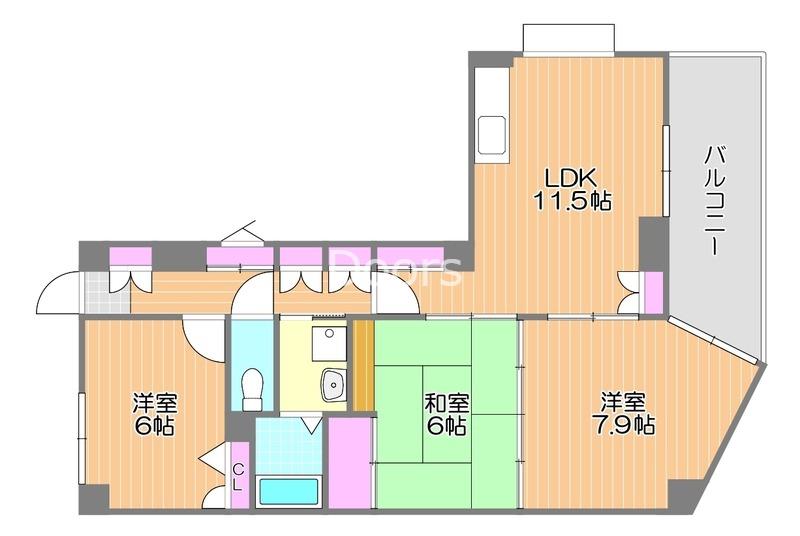 イルサローネ(3LDK/3階)の間取り写真
