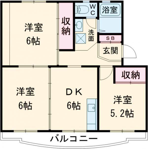 ファミリー久保山 II(3DK/1階)の間取り写真