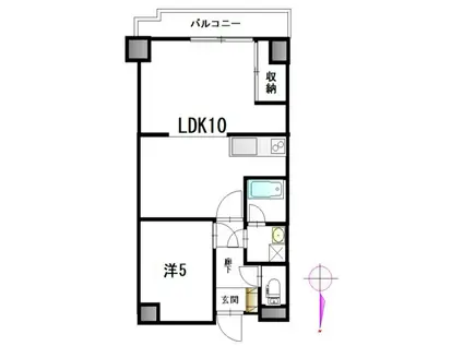 ブランシュ西荻(1LDK/2階)の間取り写真