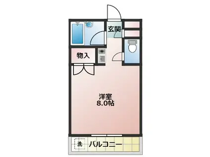 ホワイトキャッスル(1K/2階)の間取り写真