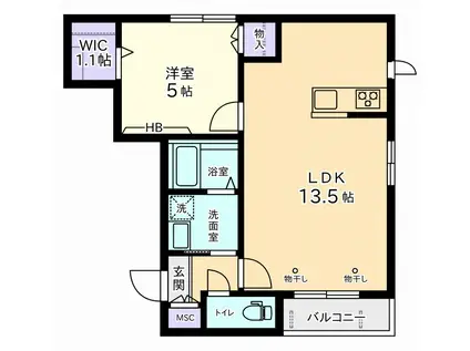 FLEUR上北沢(1LDK/2階)の間取り写真