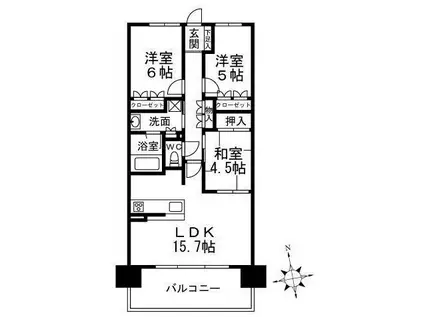 プラウドシティ神戸名谷(3LDK/2階)の間取り写真