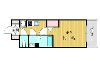 プレサンス難波フィネスト(1K/2階)の間取り写真