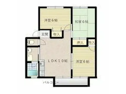 サンライフ尼寺B(3LDK/2階)の間取り写真