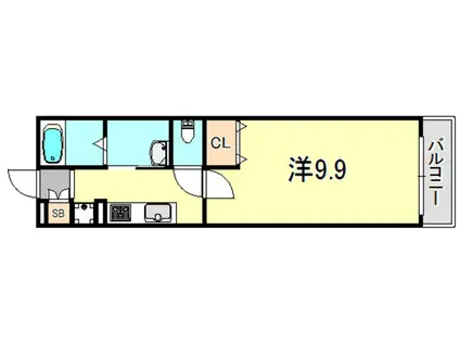 ハビテ兵庫駅南(1K/2階)の間取り写真