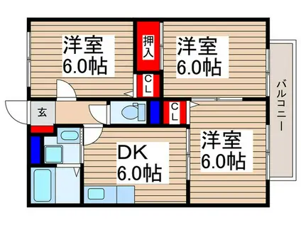 フローラふじみ野B(3DK/2階)の間取り写真