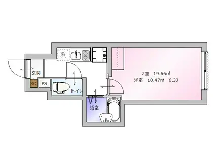 REBERTY梅田(1K/2階)の間取り写真