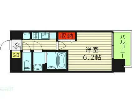 ララプレイス玉造パルク(1K/10階)の間取り写真