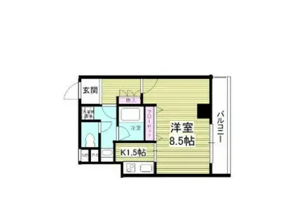 ライツェント島(1K/4階)の間取り写真