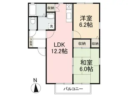 フォブール札場A・B(2LDK/1階)の間取り写真